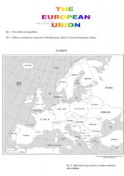 English Worksheet: The EU- countries and nationalities