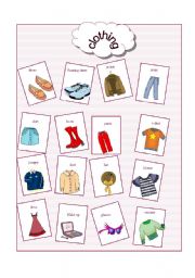 English Worksheet: clothing pictionary