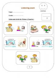 English worksheet: listening test  grade 2