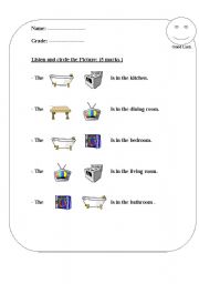 English worksheet: listen and circle  grade 2