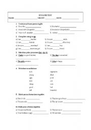 English worksheet: Test verb to be