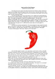 English Worksheet: Jack and the Giant Pepper