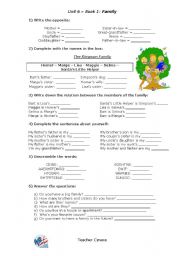 English Worksheet: Family