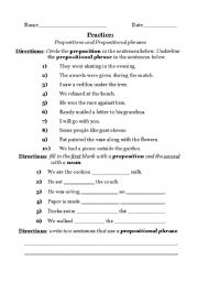 English Worksheet: Prepositional Phrases