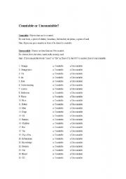 English Worksheet: Countables