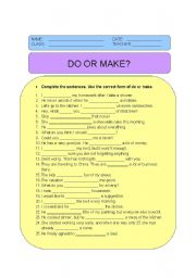 English Worksheet: DO OR MAKE?