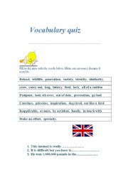 English Worksheet: vocabulary Quiz