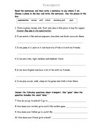 English worksheet: Transport