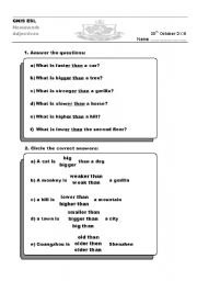 English worksheet: comparison practice