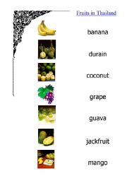 English worksheet: Fruits in Thailand