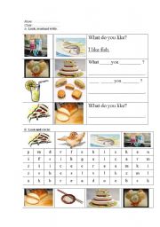 English worksheet: food