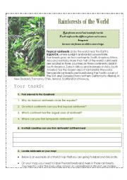 English Worksheet: Rainforests of the world