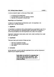 English Worksheet: Writing a Science Report