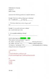 English Worksheet: Amys Grammar Palace-worksheet 01-prefer/rather