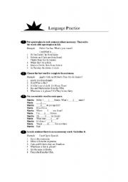 English worksheet: language practice