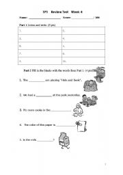 English worksheet: Review worksheet for adjective (words for tastes/ with the same meaning)
