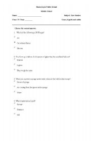 English worksheet: matter