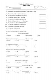 English worksheet:  science and social studies