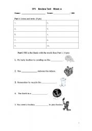 English Worksheet: Review test for World of Language 1 Unit 6 