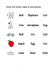 English Worksheet: English vocabulary for young children