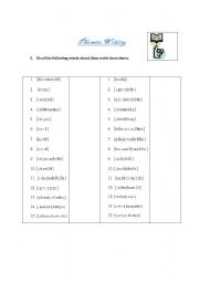 English worksheet: Phonetic writing