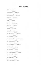 English Worksheet: am is are