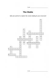 English Worksheet: Media crossword