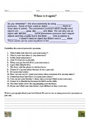 English worksheet: Possessive Pronouns