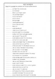 English Worksheet: wh-words