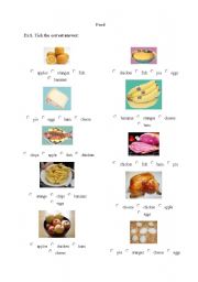 English worksheet: recognizing food items