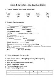 English Worksheet: The sound of silence worksheets