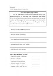 English Worksheet: Daily Routine reading