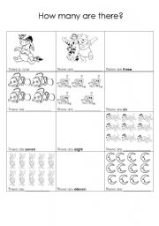 English Worksheet: How many are there?