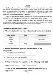 English Worksheet: Reading comprehension