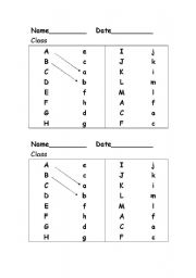 English worksheet: phonics capital to lower case A-M