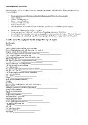 English worksheet: Hey Joe - Jimi Hendrix; Unerstanding pop songs.