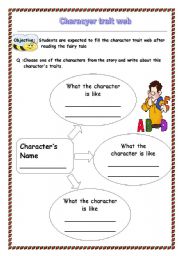 English worksheet: Character trait web