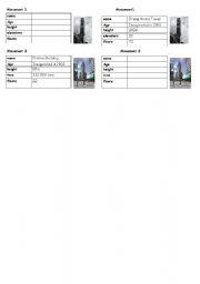 English worksheet: a pair work about New York monuments