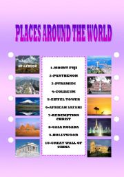 English worksheet: PLACES AROUND THE WORLD