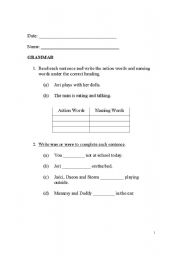 English worksheet: Grammar test