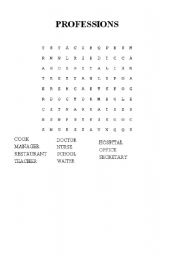 English Worksheet: professions puzzle