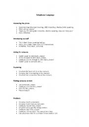 English Worksheet: TELEPHONE LANGUAGE