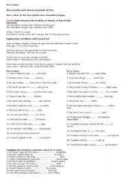 English Worksheet: since or for