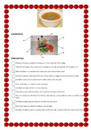 English Worksheet: tomato soup recipe