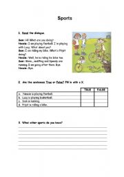 English worksheet: Sports - introducing the theme