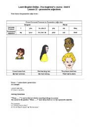 English Worksheet: Possessive Adjective