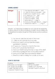 English Worksheet: Introducing sentences to give advice