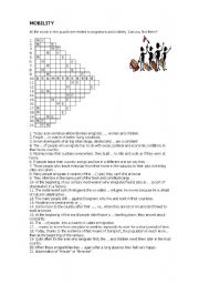 English Worksheet: Crosswords - Mobility