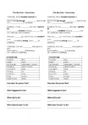 English Worksheet: The Beatles - Yesterday lyrics