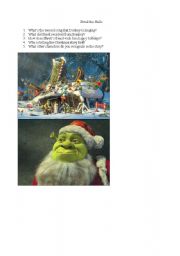 English worksheet: Christmas holidays shrek the halls